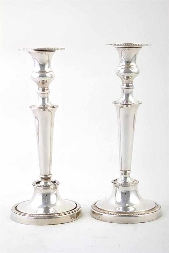 Appraisal: Pair English Sheffield plate candlesticks late th century gadroon socket