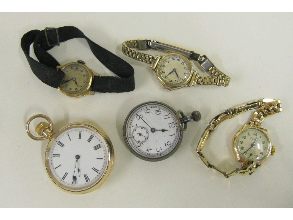 Appraisal: Lot comprising rolled gold fob watch gun metal fob watch