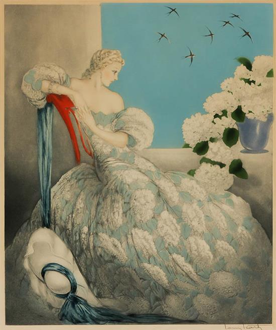 Appraisal: Louis Icart French - Hydrangeas Etching in color with aquatint