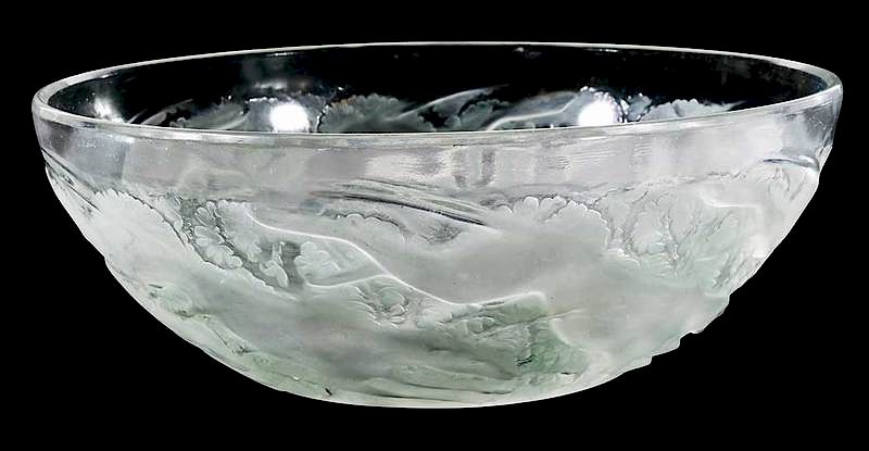 Appraisal: R Lalique Chiens Glass Bowl model introduced model number molded