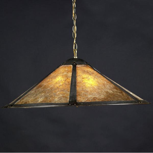 Appraisal: LILLIAN PALMER Attr Copper and mica flaring chandelier with three