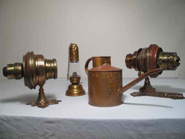 Appraisal: piece group including pair of brass and copper wall lamps