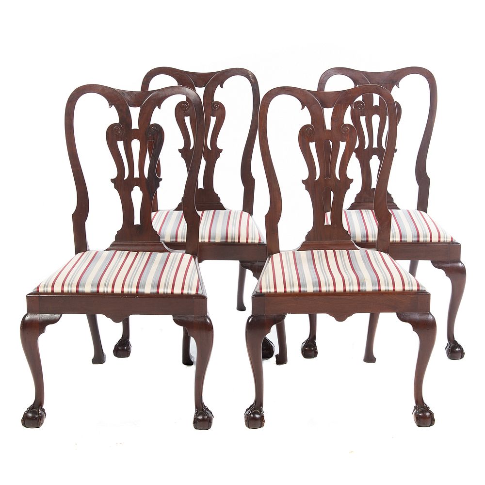 Appraisal: Four Chippendale Style Mahogany Side Chairs On cabriole legs with