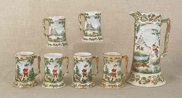 Appraisal: Haynes Pottery Baltimore Maryland porcelain pitcher set th c with