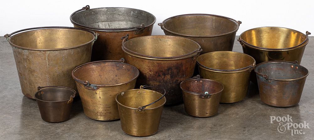 Appraisal: Graduated assembled set of eleven brass buckets Graduated assembled set