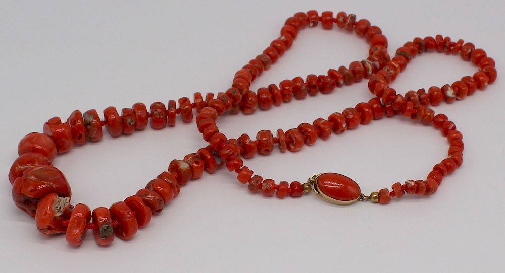 Appraisal: JEWELRY Vintage Coral and Vermeil Silver Necklace Beautiful vintage graduated