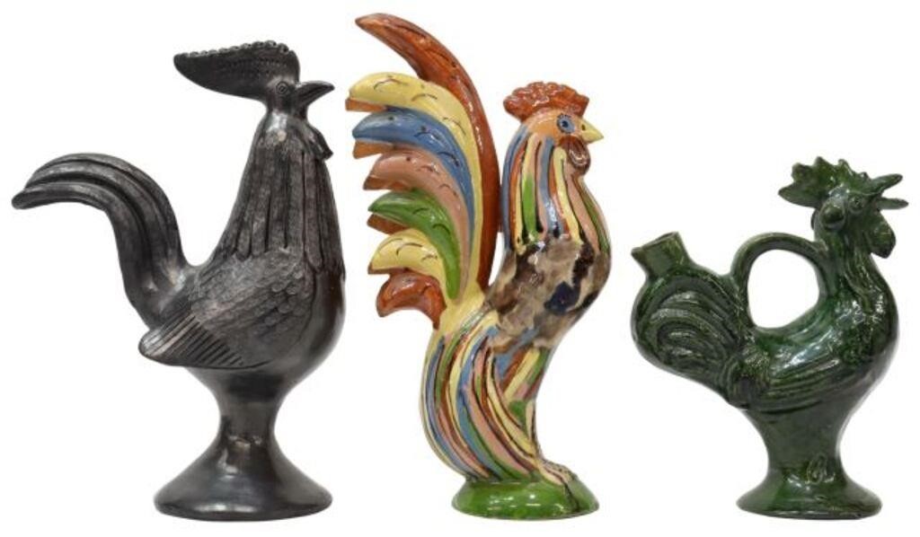 Appraisal: lot of Pottery roosters Mexico c s- s including Tlaquepaque