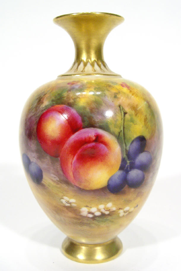 Appraisal: Royal Worcester baluster vase hand painted with fruit and grapes