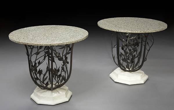 Appraisal: A pair of Art Deco style wrought iron tole and