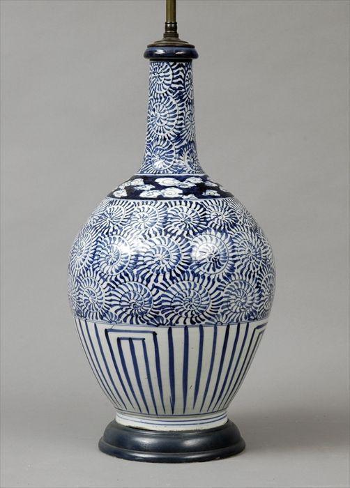 Appraisal: Chinese Blue and White Porcelain Vase Mounted as a Lamp