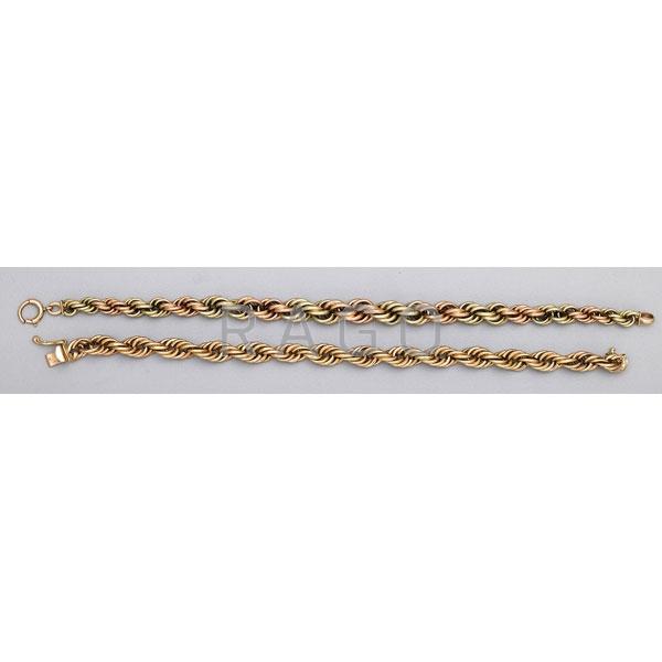 Appraisal: TWO K GOLD ROPE BRACELETS Condition Report