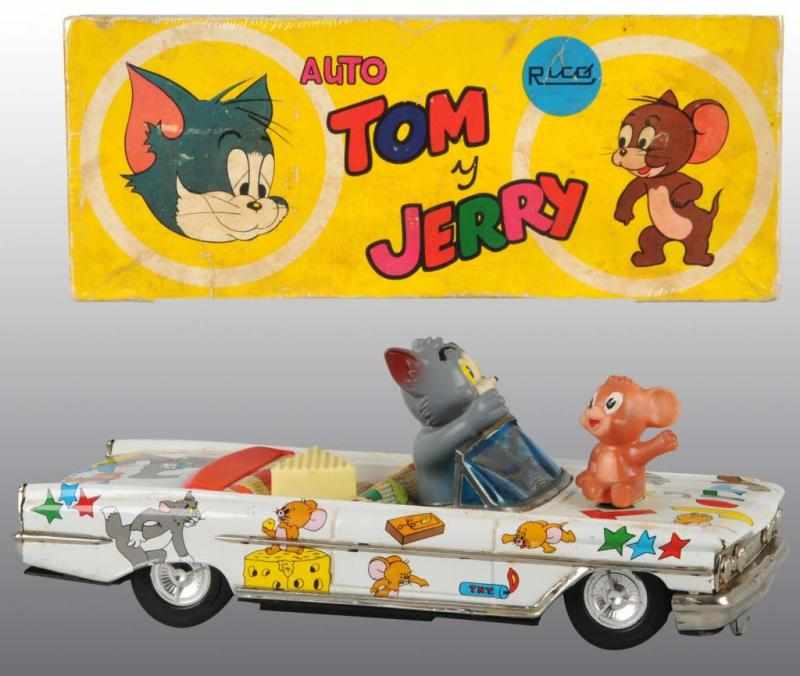 Appraisal: Tin Tom Jerry Automobile Battery-Operated Toy Description Spanish Working Made