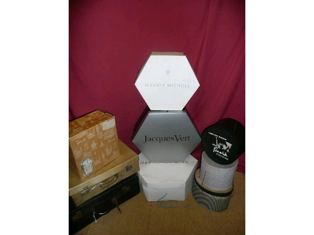 Appraisal: Seven cardboard hat boxes including Harrods Jacques Vert - various