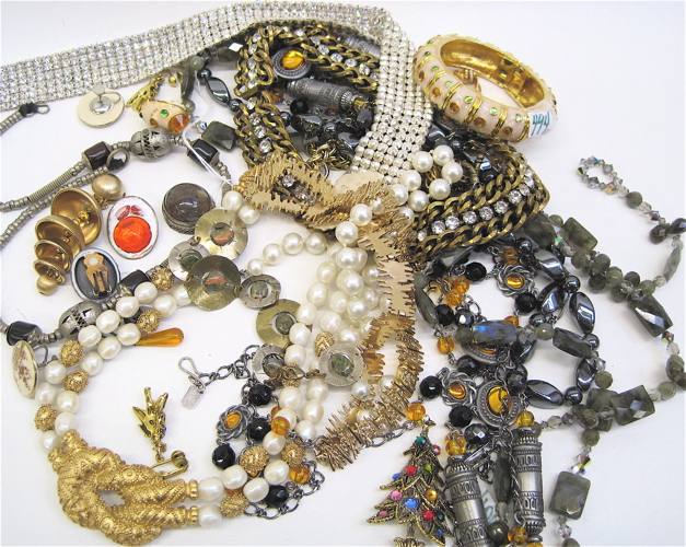 Appraisal: THIRTY-SEVEN PIECES COSTUME JEWELRY including bead necklaces clip-on earrings brooches