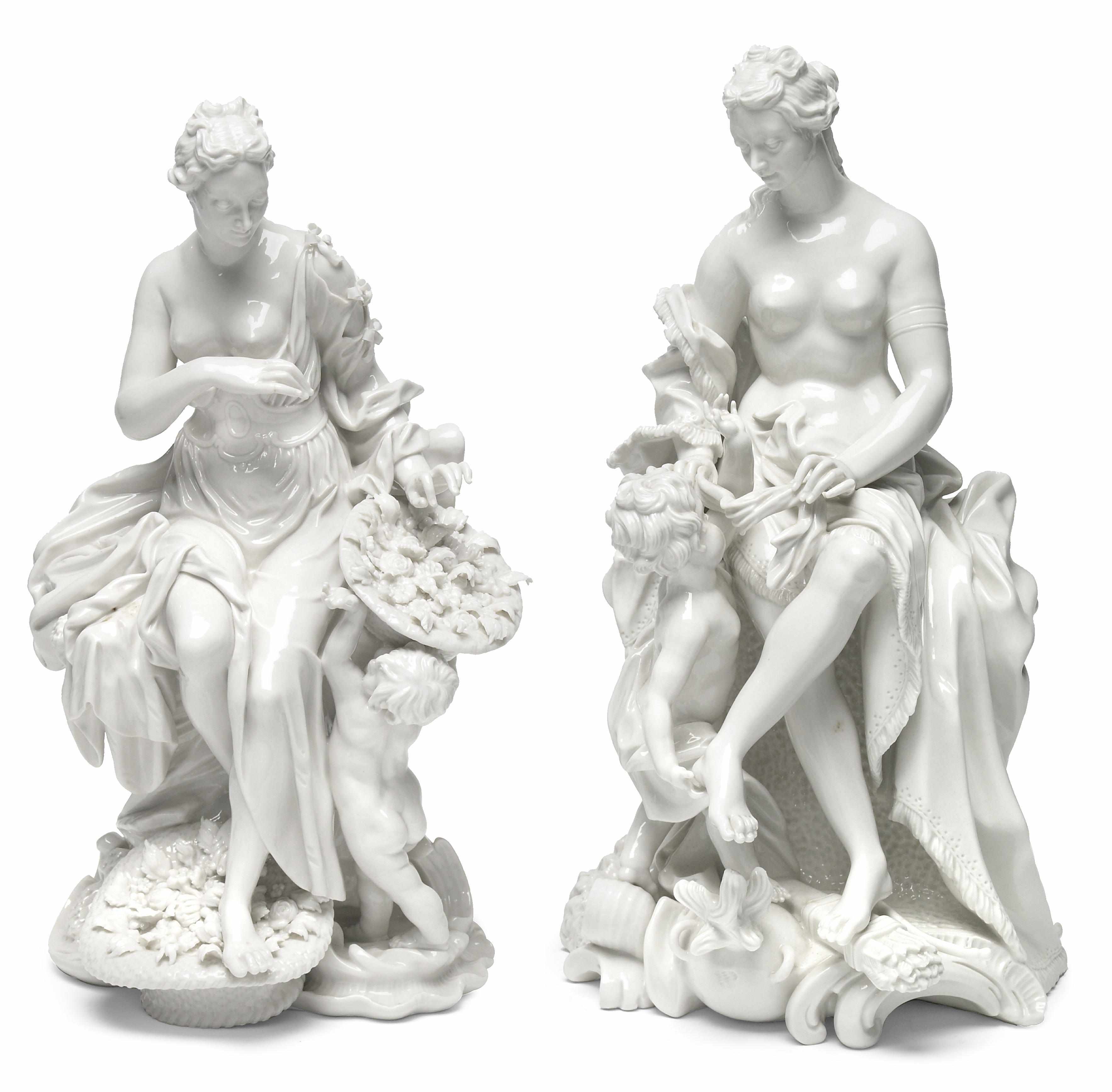 Appraisal: A pair of Nymphenburg blanc de chine figural groups th