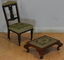 Appraisal: An Edwardian stained maple and needlepoint upholstered nursing chair together