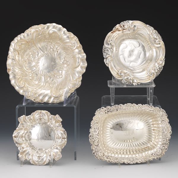 Appraisal: FOUR ART NOUVEAU STERLING BOWLS INCLUDING BY WHITING MFG AND