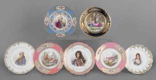 Appraisal: Seven assorted painted and transfer decorated portrait plates approx dia