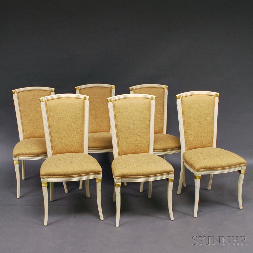 Appraisal: Set of Six Dorothy Draper-style Upholstered and Painted Dining Chairs