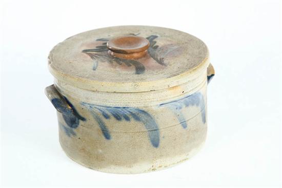 Appraisal: STONEWARE COVERED CROCK American nd half- th century Good small