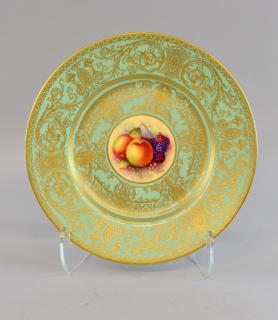 Appraisal: Modern Worcester cabinet plate with turquoise border highlighted in gilt