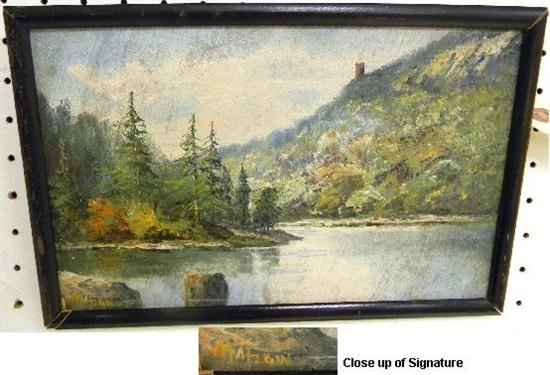 Appraisal: Frederick Matzow - oil on board pond and tower signed