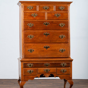 Appraisal: A Queen Anne Walnut Flat-Top High Chest Pennsylvania th Century