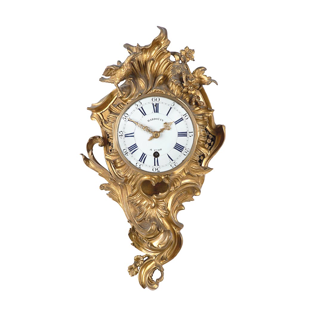 Appraisal: Louis XV Gilt-Bronze Cartel Clock Mid th century The enamel