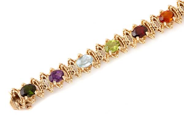 Appraisal: A gem-set and k gold bracelet g gross length in