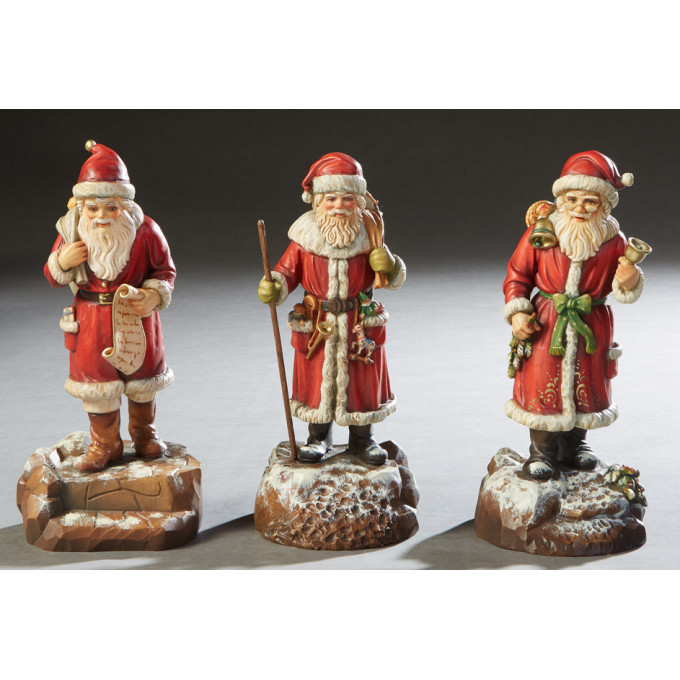 Appraisal: Group of Three Anri Carved Wood Santa Figures signed B