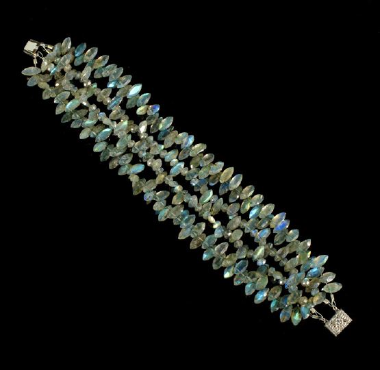 Appraisal: Fourteen-Karat White Gold and Labradorite Bracelet composed of four strands