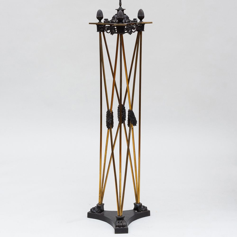 Appraisal: Italian Neoclassical Style Brass and Bronze Torch re Floor Lamp