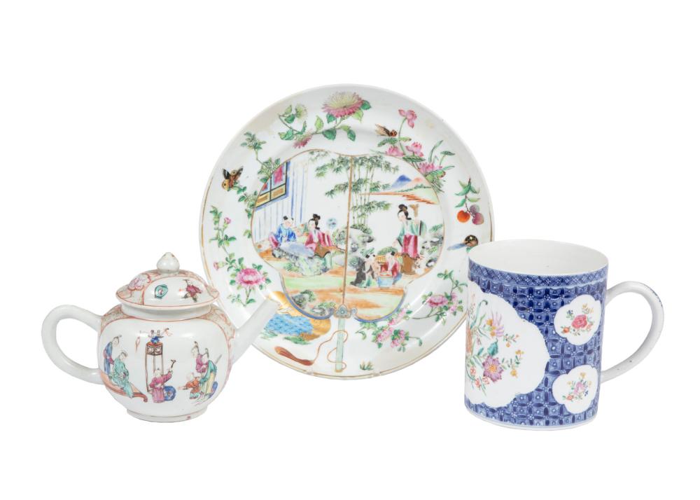 Appraisal: CHINESE EXPORT FAMILLE ROSE PORCELAIN TABLEWAREAssembled Group of Three Chinese