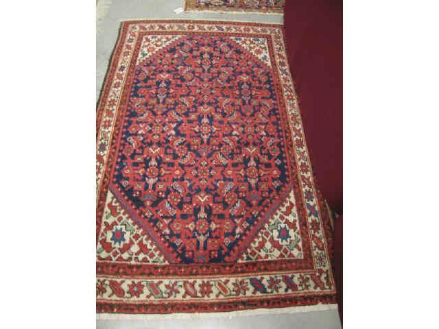 Appraisal: Malayer Persian Handmade Rug elaborate stylized floral red blues ivory