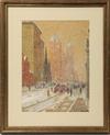 Appraisal: GOUACHE - Broadway in Winter by Jacob Vanderbilt American early