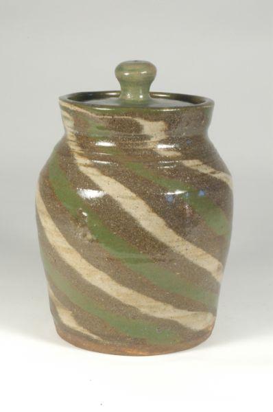 Appraisal: Signed B B Craig Green and white swirl jar H