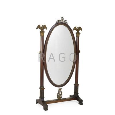 Appraisal: CLASSICAL EMPIRE CHEVAL MIRROR Mahogany with ormolu trim and eagle