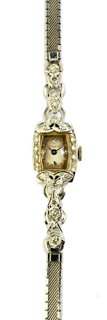 Appraisal: A lady's white gold and diamond set dress wristwatch with