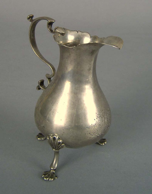 Appraisal: New Jersey or Pennsylvania silver creamer th c attributed to