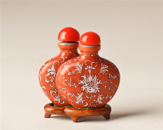 Appraisal: A th C Siamese Twin Porcelain Chinese Snuff Bottle each