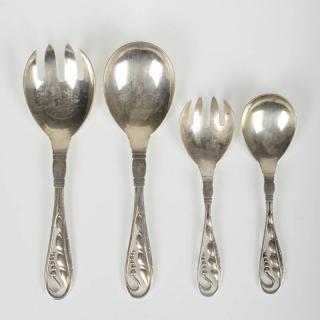 Appraisal: Georg Jensen Denmark Blossom silver serving pieces th c pcs