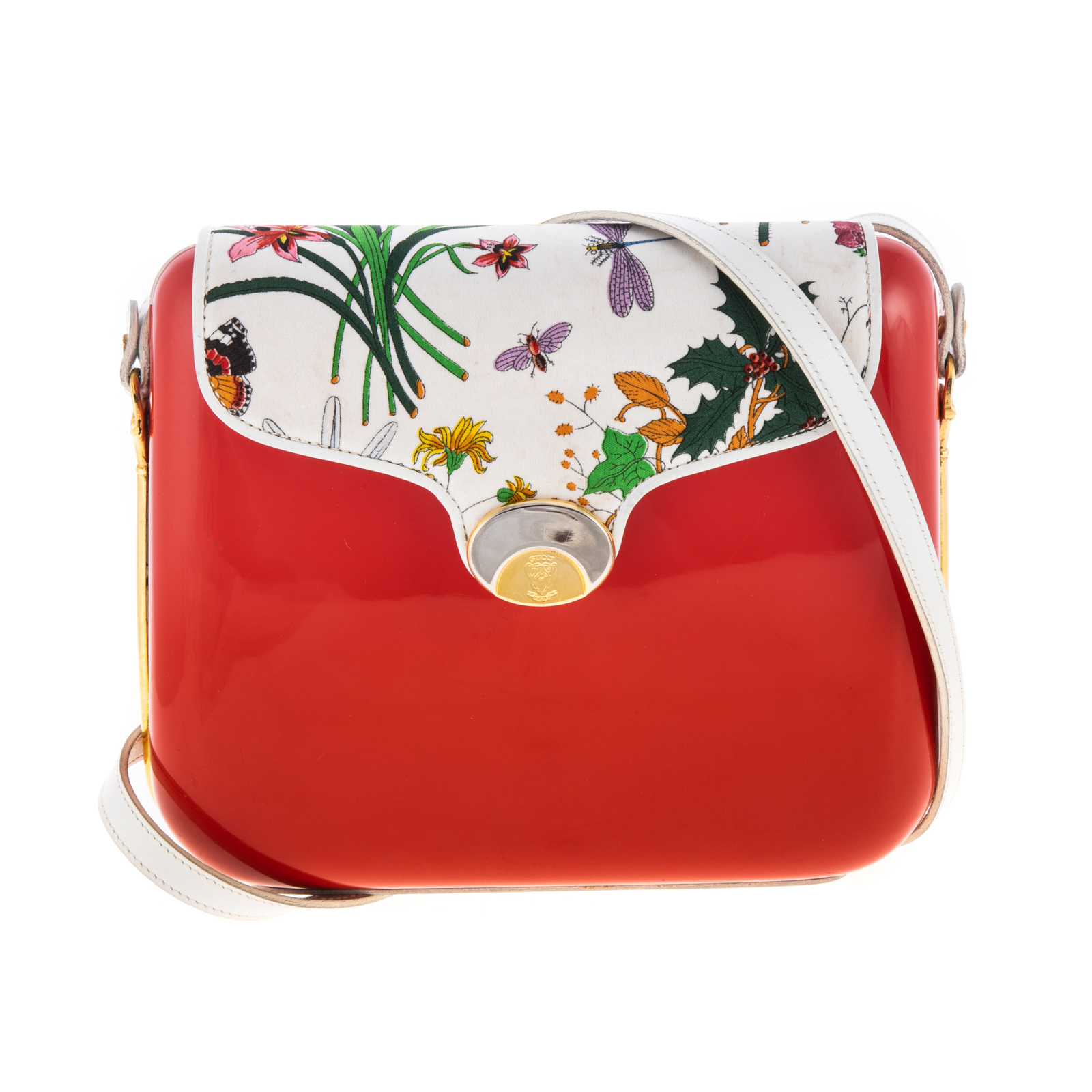 Appraisal: A GUCCI VINTAGE FLORA CROSSBODY A red lucite and canvas