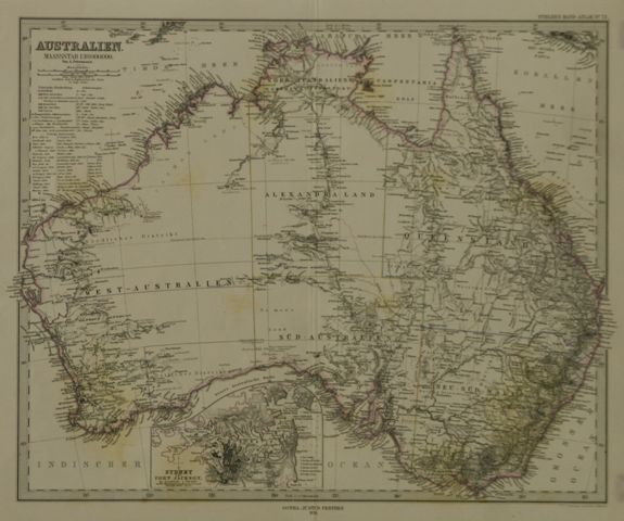 Appraisal: PETERMANN Von A Australien Engraved map col outlines Inset map