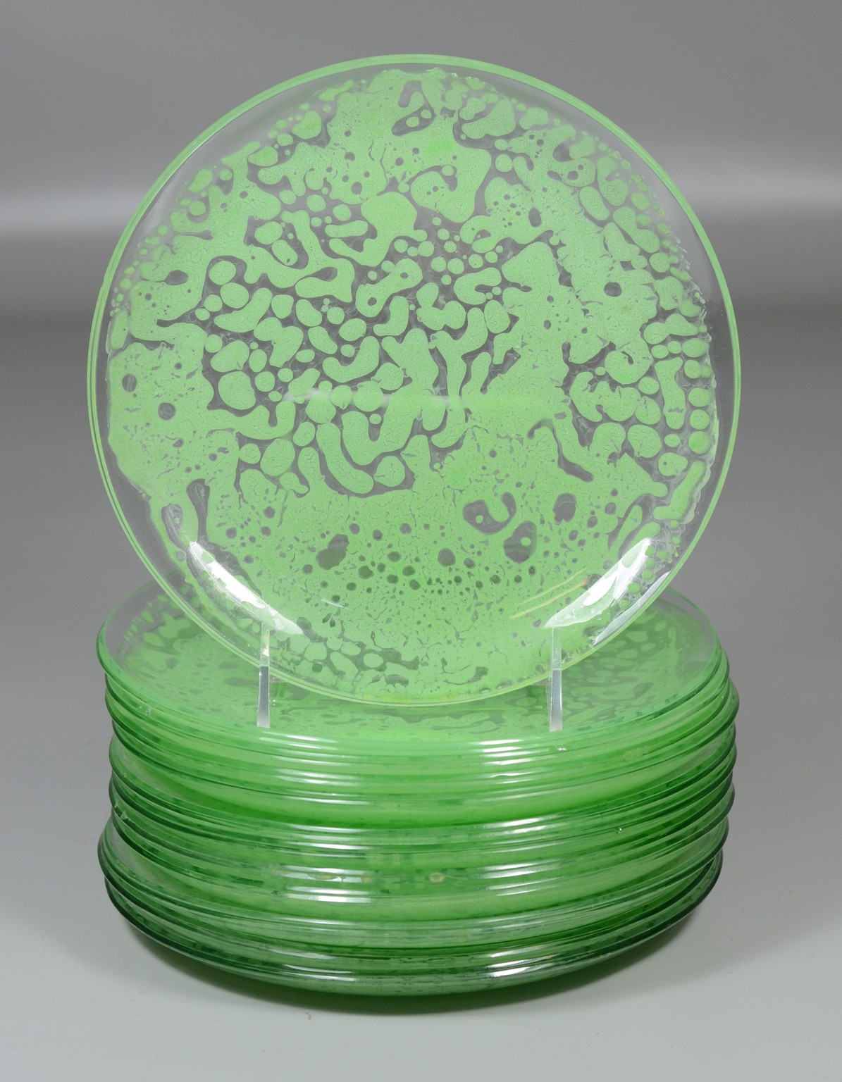 Appraisal: mottled green glass plates diameter