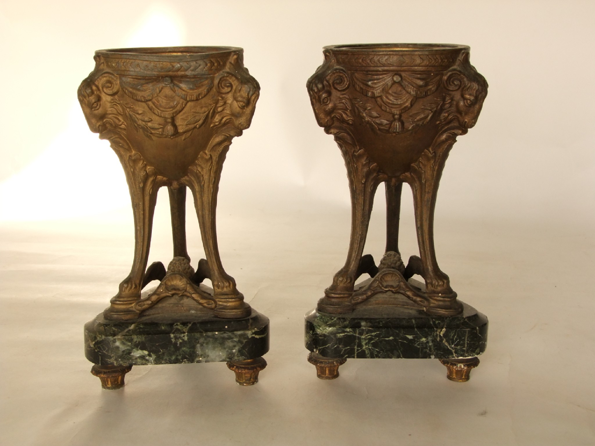 Appraisal: A pair of th century cast metal incense burners with