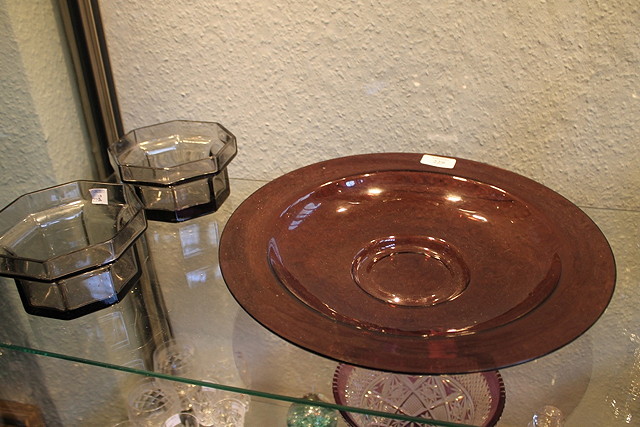 Appraisal: AN AMETHYST GLASS BOWL cm and a pair of 's