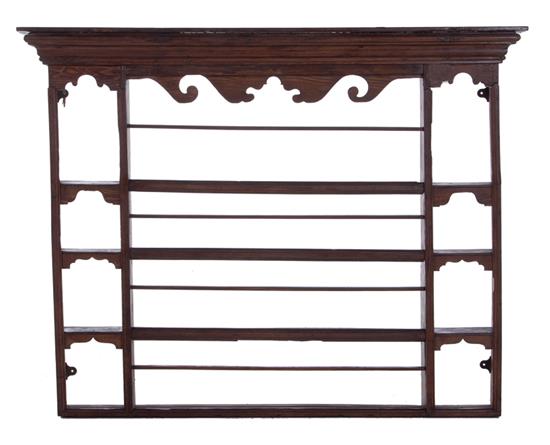 Appraisal: English oak hanging plate rack early th century H W