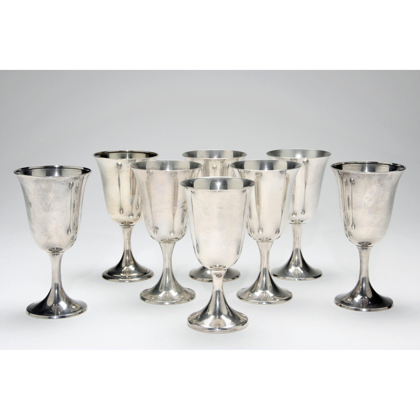 Appraisal: An Assembled Set of Sterling Silver Water Goblets including by