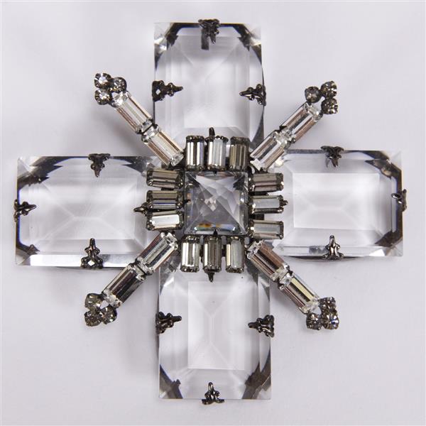 Appraisal: Schreiner New York Clear Crystal and Rhinestone Cross Brooch Pin