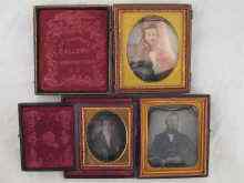 Appraisal: Three Daguerrotype cased portraits of gentlemen